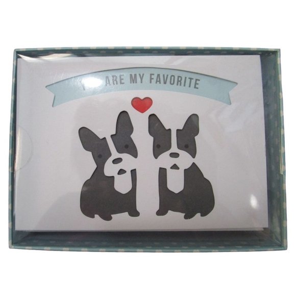 Boston Terrier Cut Out You Are My Favorite Blank Note Cards Molly and Rex New - Picture 2 of 7